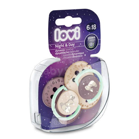 LOVI Silikona dinamiskais knupis, 6-18m, 2 gab., Night&Day, Girl, 22/915girl