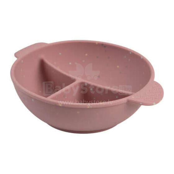 CANPOL BABIES silikona bļoda ar neslīdošu dibenu DOTS, 3 nodalījumiem, 360 ml, 51/403_pink