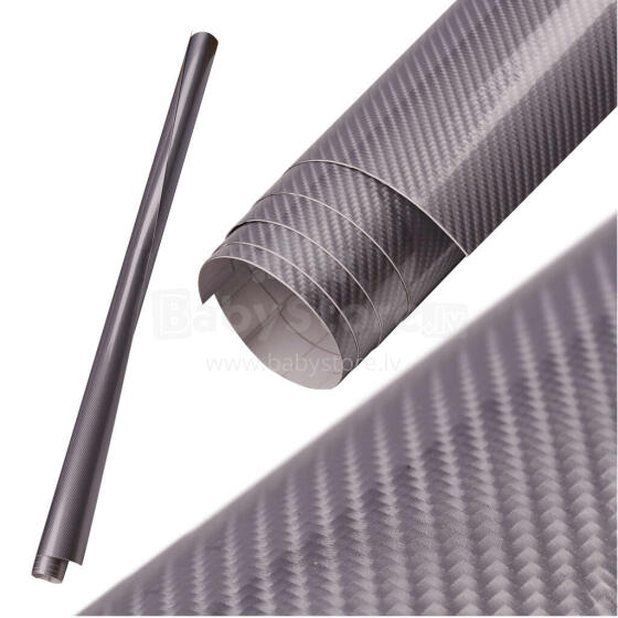 Ikonka Art.KX10273 Carbon 5D silver foil roll 1.52x18m