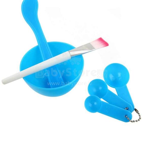 Ikonka Art.KX9760_5 Set: bowl, measuring cups, mask brush, algae blue