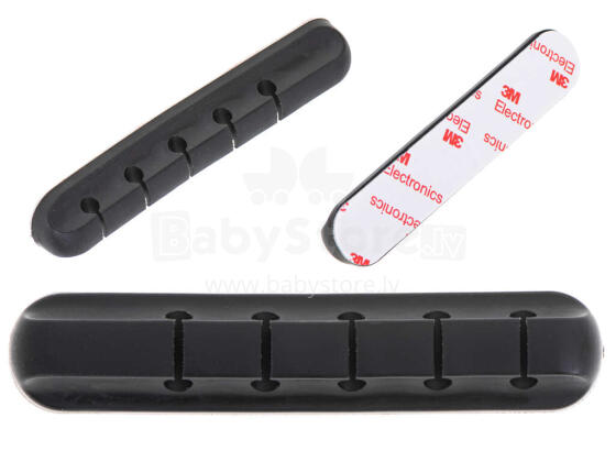 Ikonka Art.KX5693_1 Cable holder organiser 5 wires silicone black