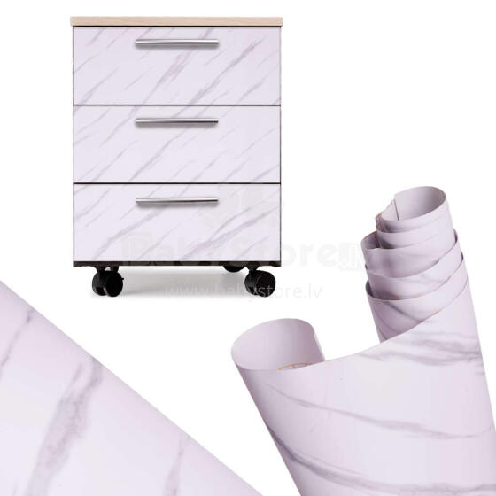 Ikonka Art.KX5516 Self-adhesive foil roll wallpaper veneer white marble - jazz 1,22x50m