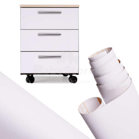Ikonka Art.KX5513 Self-adhesive foil roll wallcovering white vinyl 1,22x50m