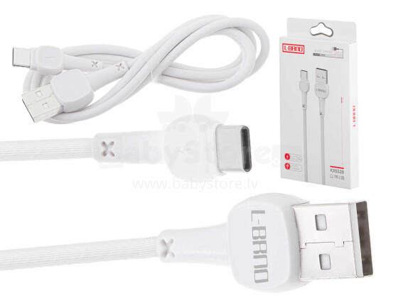 Ikonka Art.KX5328 L-BRNO Type-c fast charging cable white