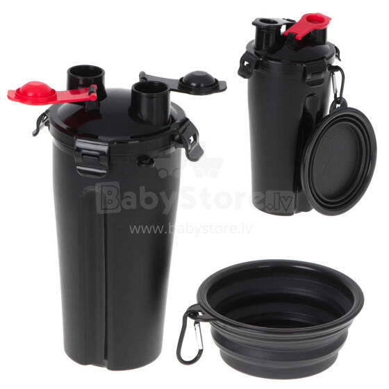 Ikonka Art.KX5094 Double pet cup for water and food black