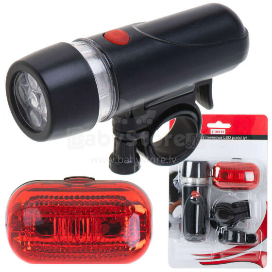 Ikonka Art.KX5051 L-BRNO bicycle light LED front rear battery lamp