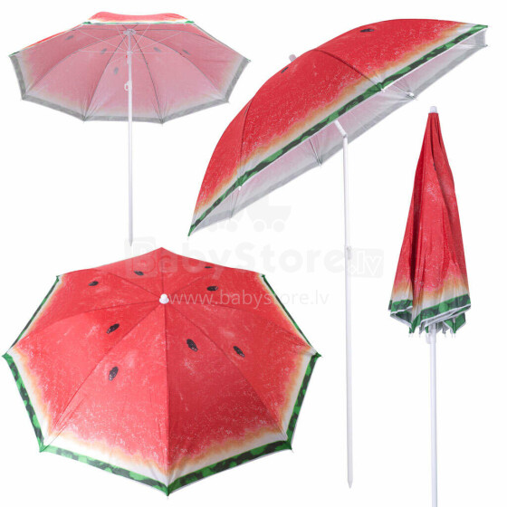 Ikonka Art.KX4983 Pludmales dārza lietussargs regulējams 150cm salauzts arbūzs