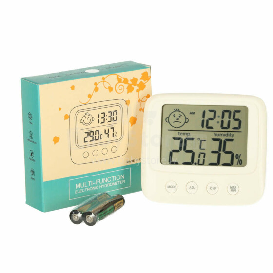 Ikonka Art.KX4961 Hygrometer Clock Room thermometer Humidity meter LCD