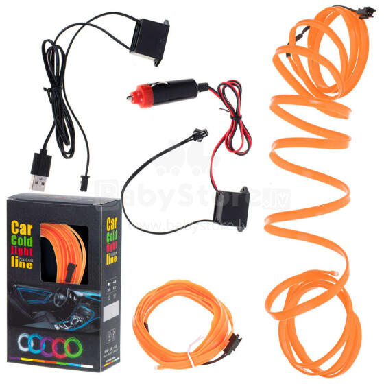 Ikonka Art.KX4956_3 LED ambient lighting for car / car USB / 12V tape 3m orange