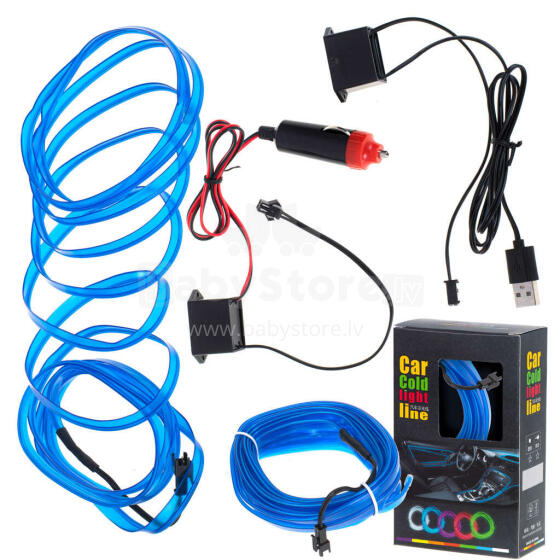 Ikonka Art.KX4955_1 LED ambient lighting for car / car USB / 12V tape 5m blue