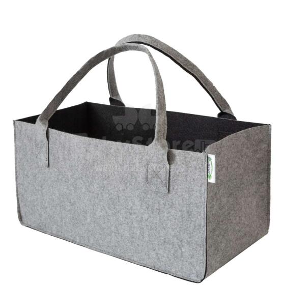 Ikonka Art.KX4938_1 Felt bag shopping basket wood charcoal boot organiser grey