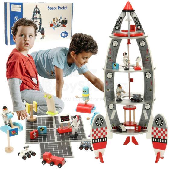 Ikonka Art.KX4903 Wooden rocket ship space shuttle astronaut