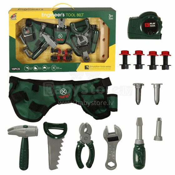Ikonka Art.KX4881 Workshop tools belt hammer saw set of 20 items