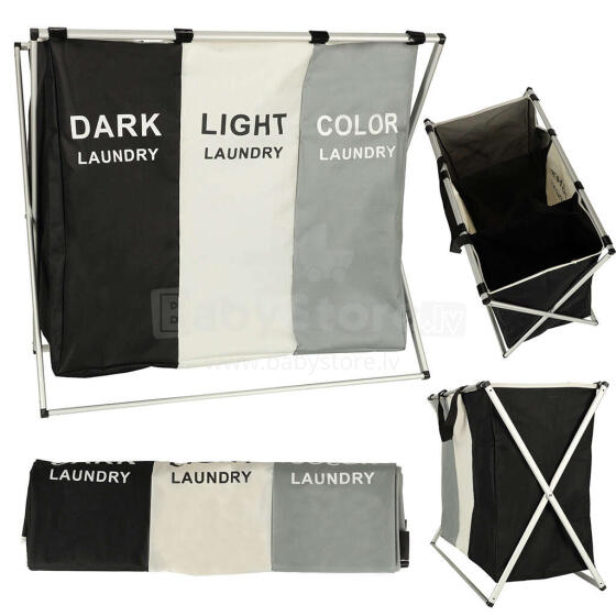 Ikonka Art.KX4846 Laundry basket segregation organiser 3 compartments 135l