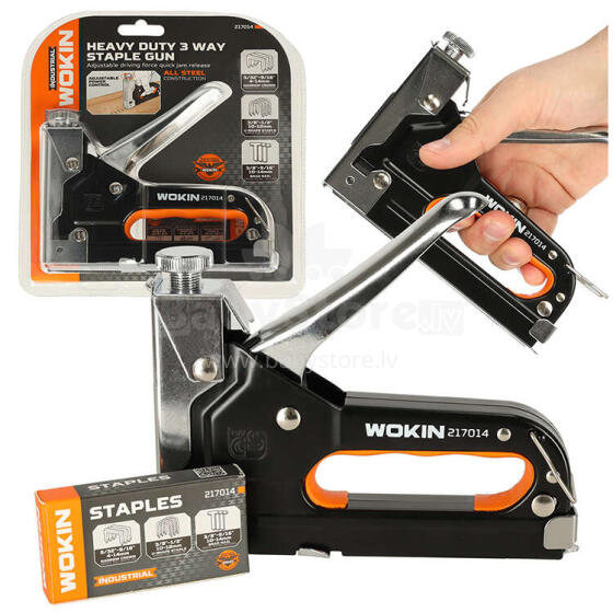Ikonka Art.KX4827 WOKIN upholstery hand stapler strong taker for U-shaped flat staples nails 4-14mm