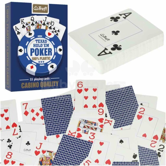Ikonka Art.KX4753 MUDUKO Trefl žaidimo kortos Pokeris 100% plastikas 55vnt.