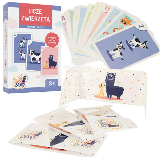 Ikonka Art.KX4696 MUDUKO The game I count animals Peter and memory playing cards 3+