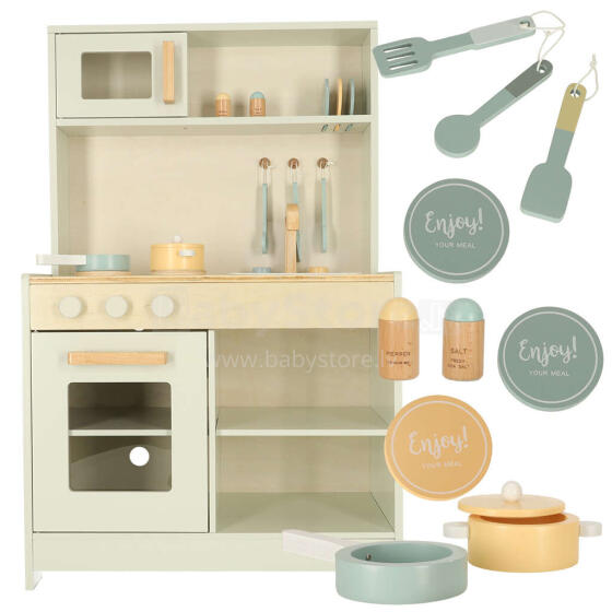 Ikonka Art.KX4624 MDF wooden kitchen with accessories cream