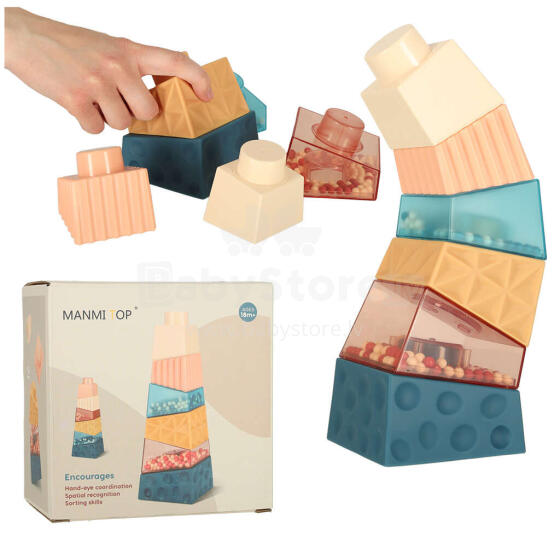 Ikonka Art.KX4617 Montessori educational pyramid sensory tower with balls