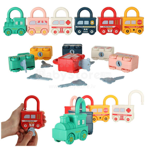 Ikonka Art.KX4615 Educational puzzle game car blocks padlocks sensory toy Montessori