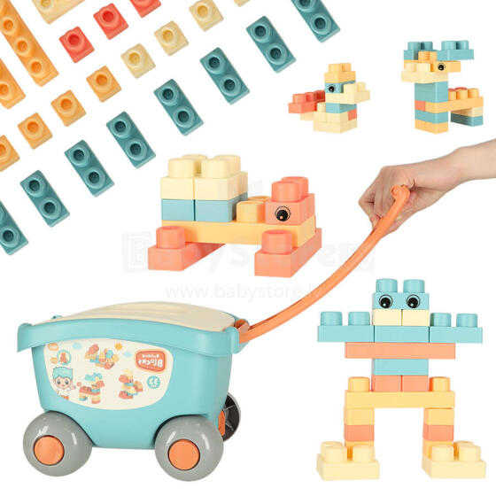 Ikonka Art.KX4610 Bricks in a trolley container with lid 32 pieces
