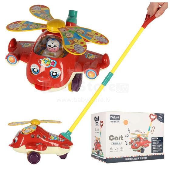 Ikonka Art.KX4607 Push stick helicopter plane with sound