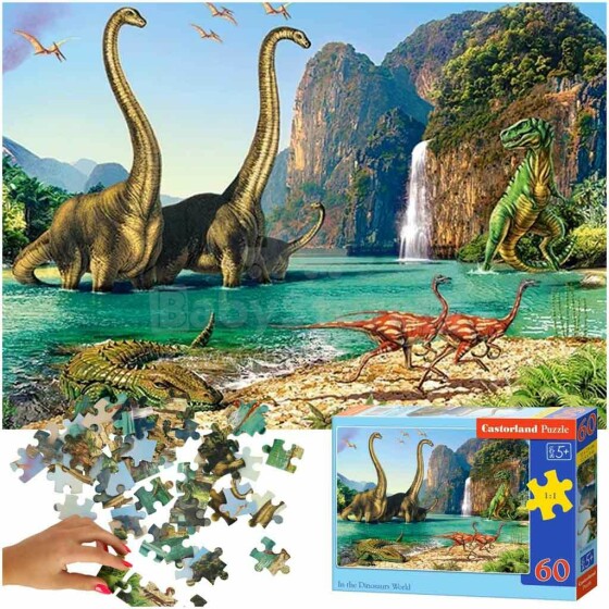 Ikonka Art.KX4581 CASTORLAND Puzzle 60el. In the Dinosaurs World 5+