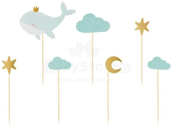 Ikonka Art.KX4577 Decorations for muffin cups - Whale 11cm-13.5cm 7 pieces