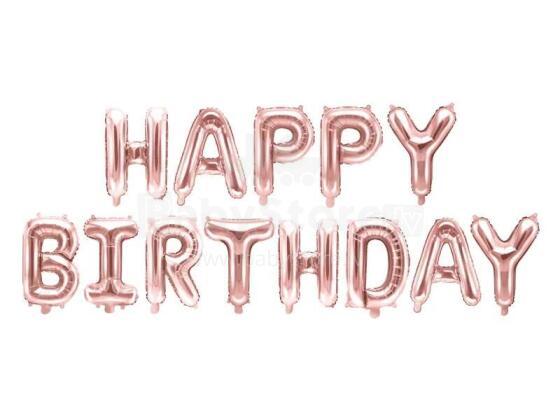 Ikonka Art.KX4574_2 Foil balloon birthday decoration Happy Birthday pink gold 340cm x 35cm