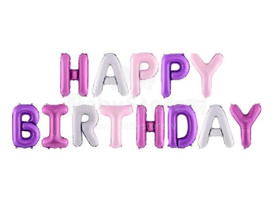 Ikonka Art.KX4574_3 Foil balloon birthday decoration Happy Birthday rainbow 340cm x 35cm