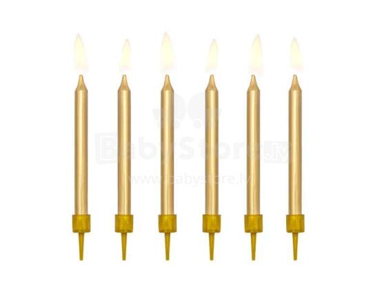 Ikonka Art.KX4567 Birthday cake candles plain gold 6cm 6 pieces
