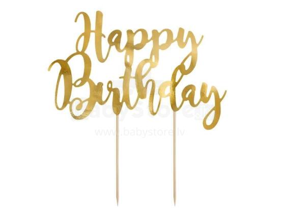 Ikonka Art.KX4564 Happy Birthday cake topper gold 22.5cm