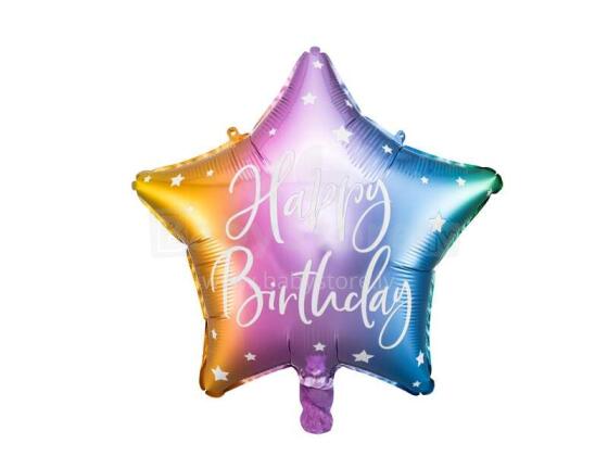 Ikonka Art.KX4551_2 Happy Birthday star foil balloon 40cm colourful