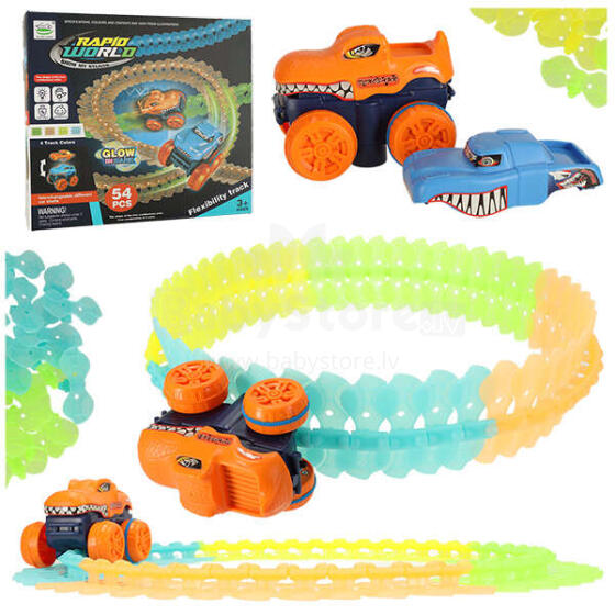 Ikonka Art.KX4523 Luminous racing track to assemble with car 54 pieces