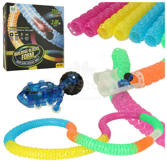 Ikonka Art.KX4521 Long tube track with fast car 210 elements