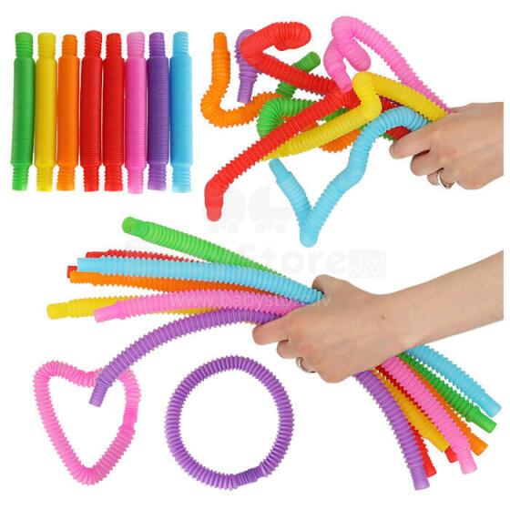 Ikonka Art.KX4520 Tubes sensory tubes stretchable educational montessori tubes 8 pieces
