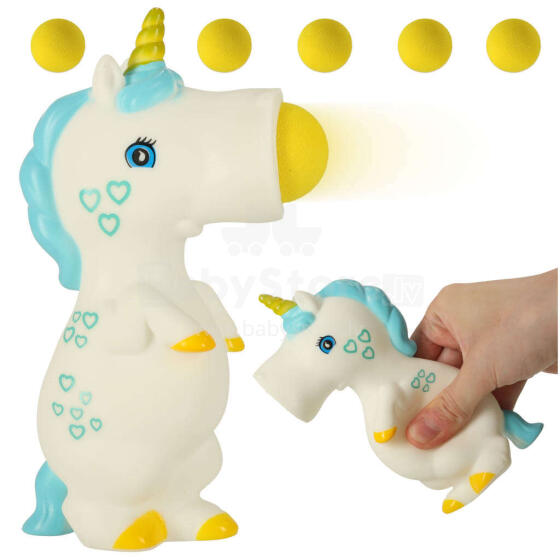 Ikonka Art.KX4519 Unicorn squish gun for foam balls shooting with balls