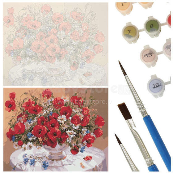 Ikonka Art.KX4497_4 Painting by numbers 50x40cm flowers