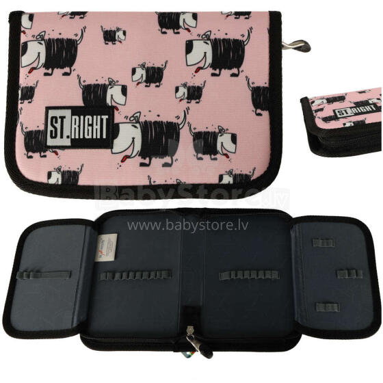Ikonka Art.KX4476 BAMBINO two flap pencil case pink dogs