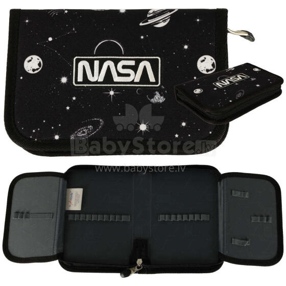 Ikonka Art.KX4476_1 BAMBINO two flap pencil case black planets