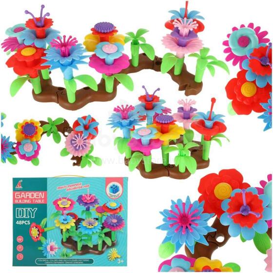 Ikonka Art.KX4396 Flowers creative blocks flower garden 48 elements