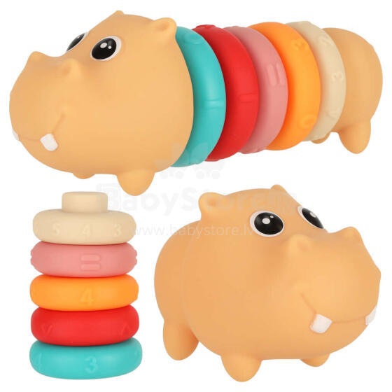 Ikonka Art.KX4394 Hippo sensory blocks educational soft puzzle matching