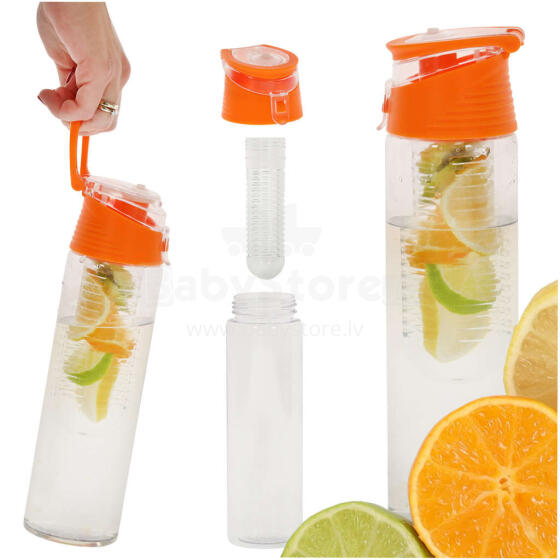 Ikonka Art.KX4391_2 Water bottle with fruit insert 800ml orange