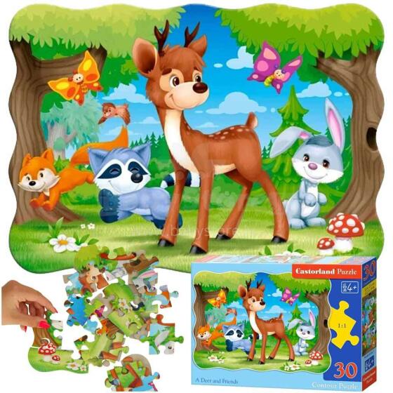 Ikonka Art.KX4376 CASTORLAND Puzzle 30 pieces A Deer and Friends - Forest Animals 4+