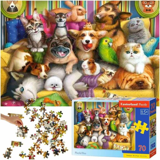 Ikonka Art.KX4370 CASTORLAND Puzzle 70 tk Mängulised lemmikloomad - Naljakad loomad 5+