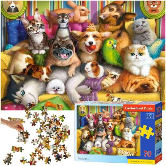 Ikonka Art.KX4370 CASTORLAND Puzzle 70 pieces Playful Pets - Funny animals 5+