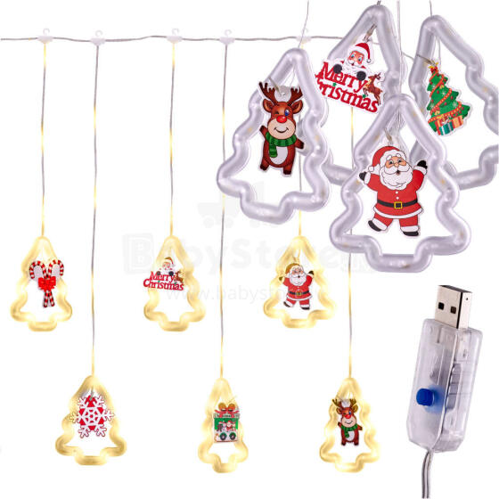 Ikonka Art.KX5249_2 LED Christmas tree picture curtain lights 3m 10 USB bulbs