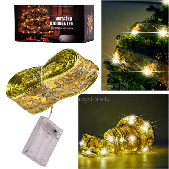 Ikonka Art.KX4352 Ribbon decorative LED strip 10m 100LED Christmas tree lights Christmas decoration warm white with batteries