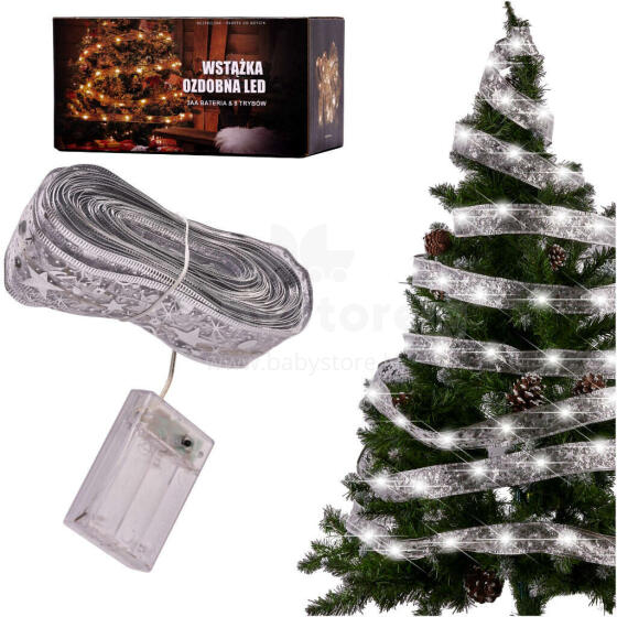 Ikonka Art.KX4352_1 LED ribbon 10m 100LED Christmas tree lights Christmas decoration cold white with batteries