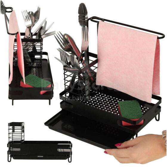 Ikonka Art.KX4343 Kitchen organiser for sink kitchen utensil shelf black